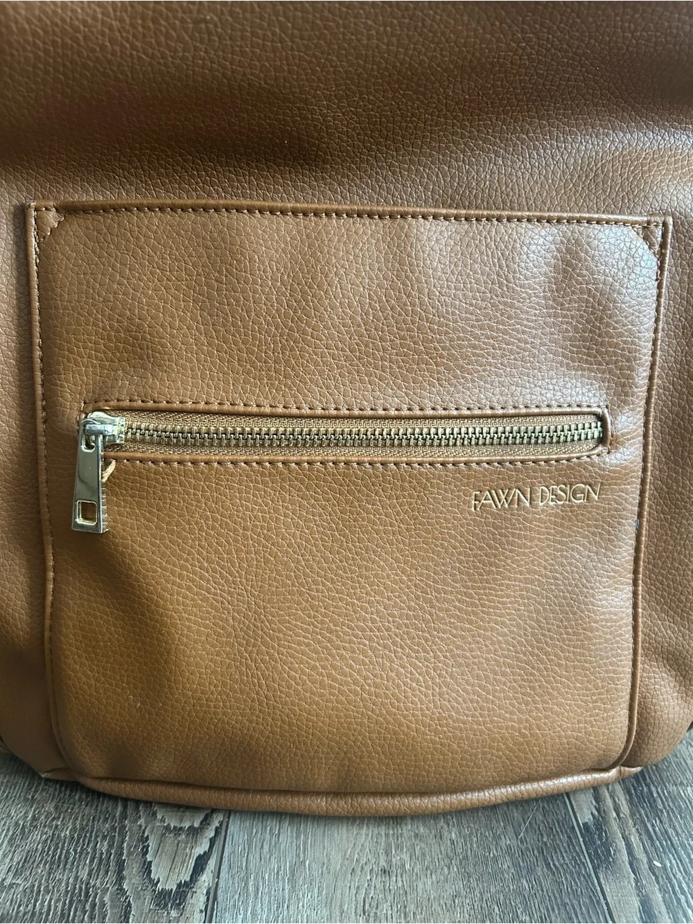 Fawn Design Original Brown Faux Leather Backpack Diaper Bag